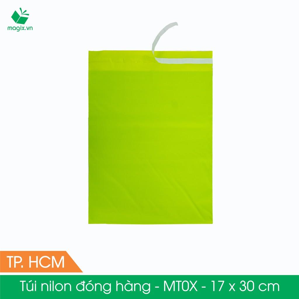 MT0X - 17x30 cm - Túi nilon gói hàng - 500 túi niêm phong đóng hàng màu xanh lá mạ