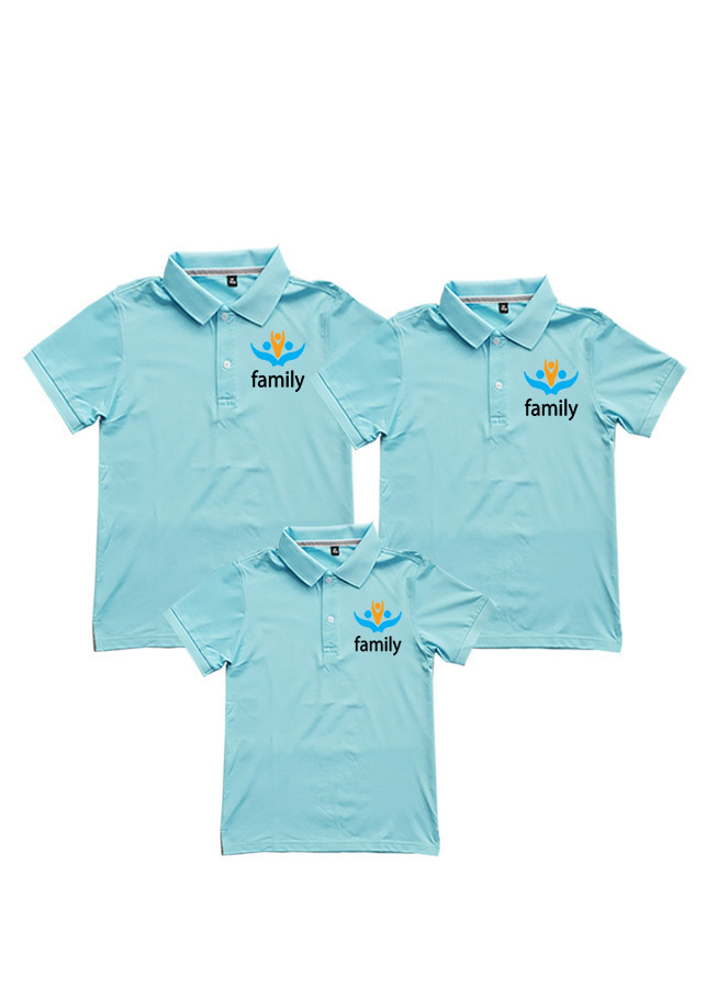 Áo Thun Cá Sấu Gia Đình Family Màu Xanh Thiên Thanh