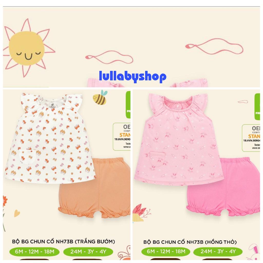 Bộ cộc tay bé gái Lullaby NH73B, bộ quần áo cotton cao cấp