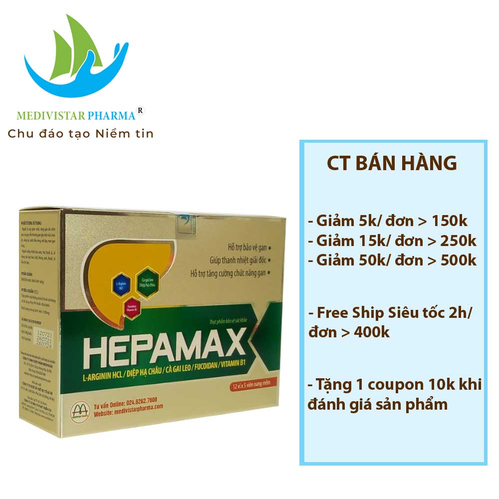Combo 4 Hộp Bổ Gan Thảo Dược Hepamax Chứa Fucoidan Giúp Làm Mát Gan, Hết Mẩn Ngứa, Tằng Cường Chức Năng Gan 60 Viên/Hộp