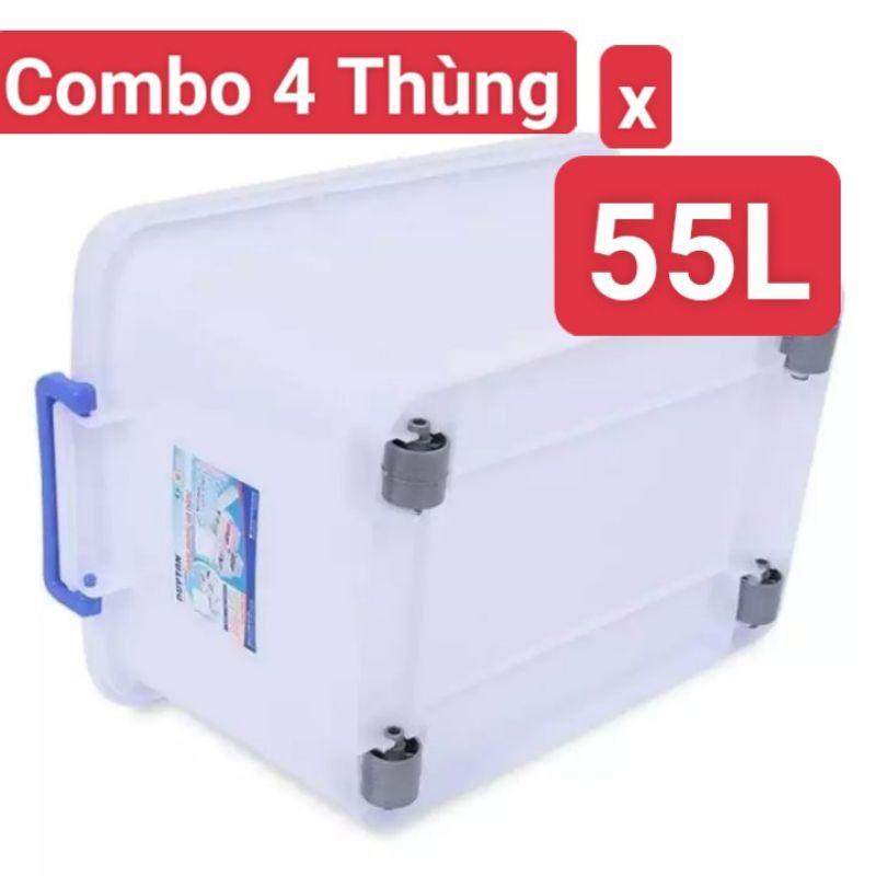 Combo 5 thùng nhựa bánh xe  55L