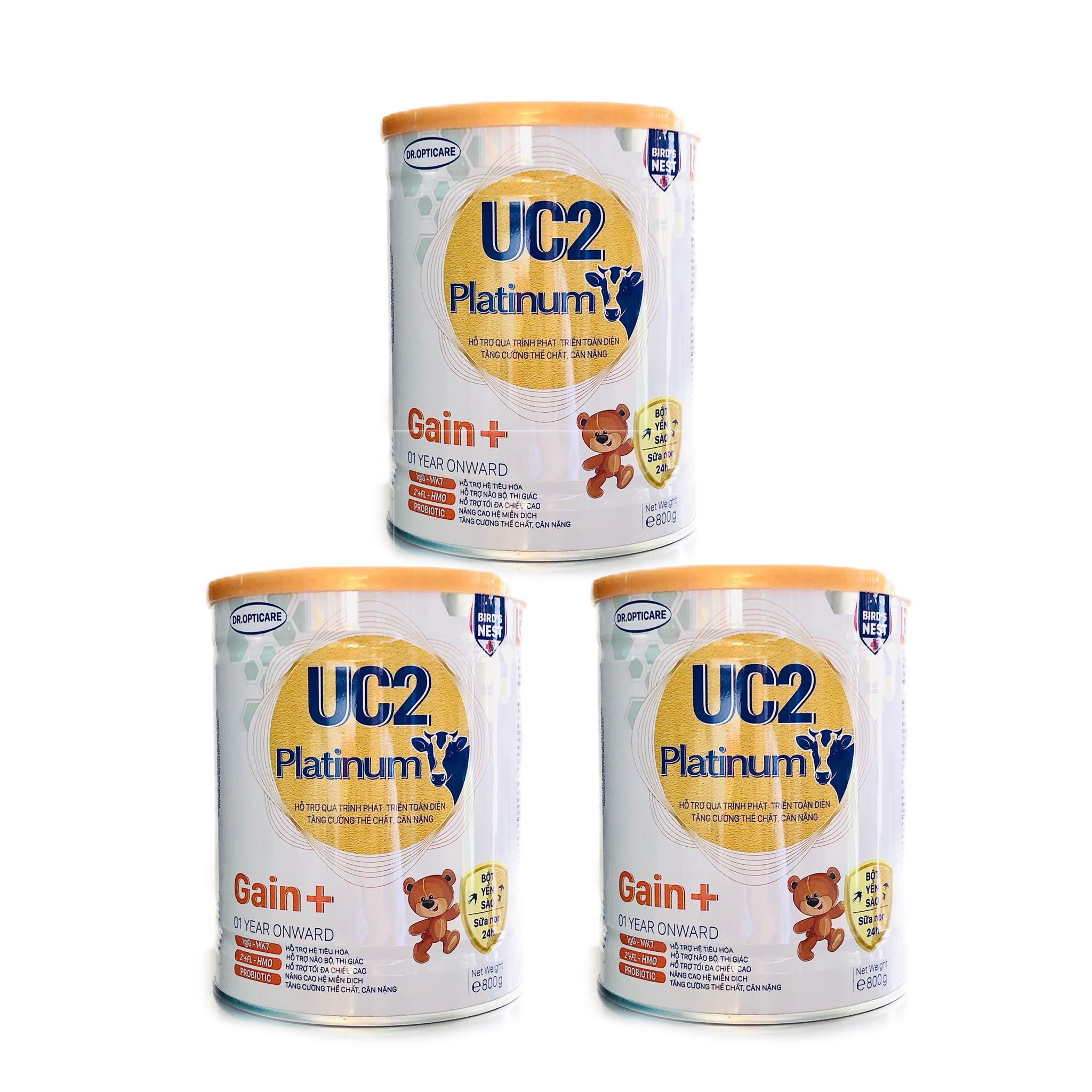 Combo 3 lon Sữa bột UC2 Platinum Gain+ lon 800g (cải thiện cân nặng cho bé, dành cho trẻ từ 1 tuổi trở lên)