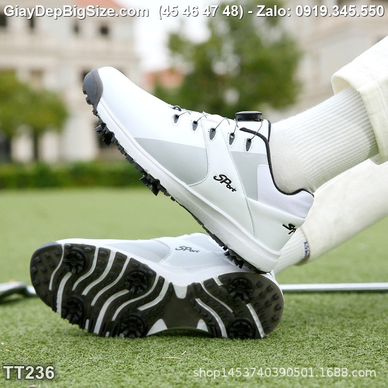 Giày chơi gôn, giầy tập Golf cỡ lớn 45 46 47 48 cho nam cao to chân ú bè. Big size golf shoes for wide feet