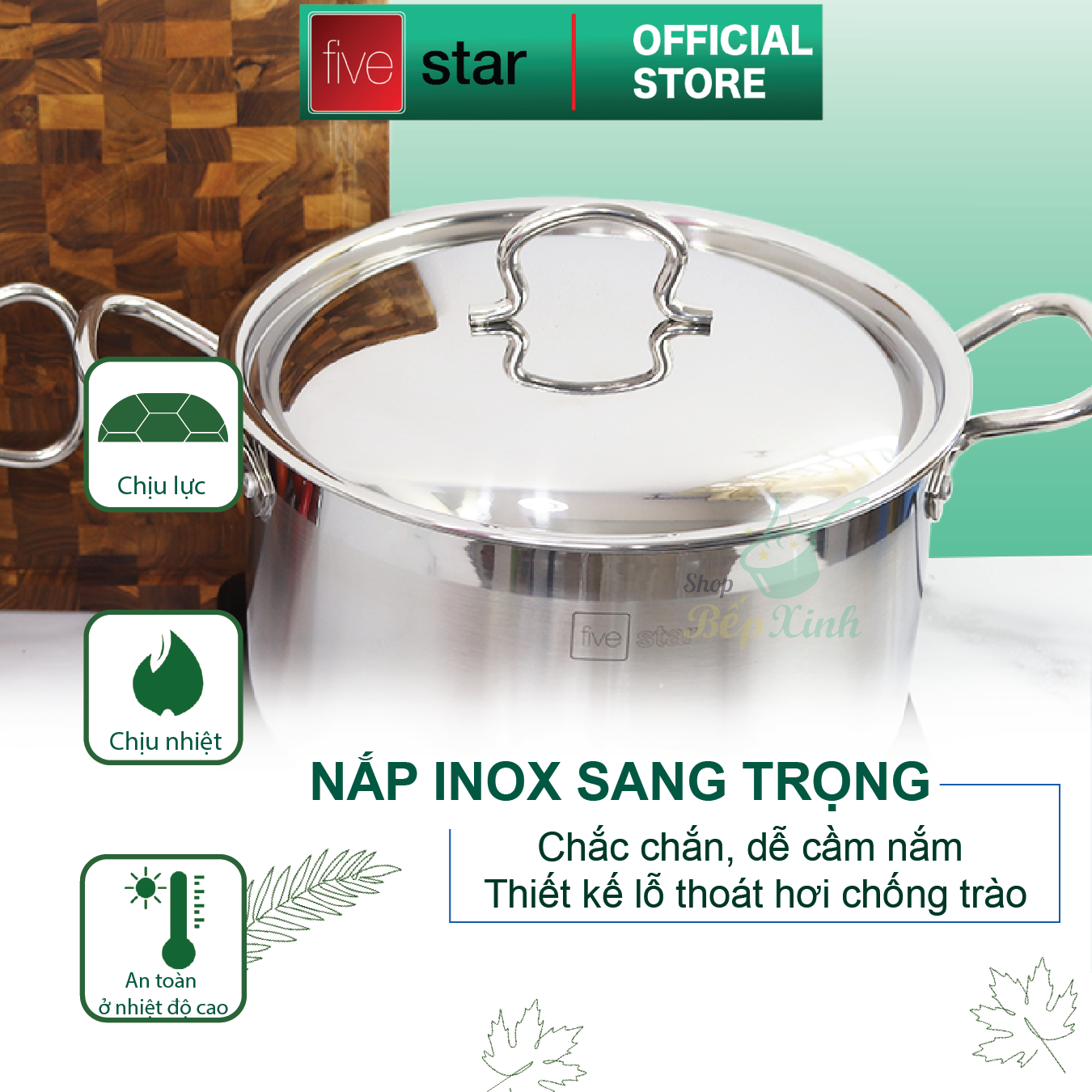 Nồi inox 3 đáy inox 430 FiveStar Standard nắp inox( 32cm )