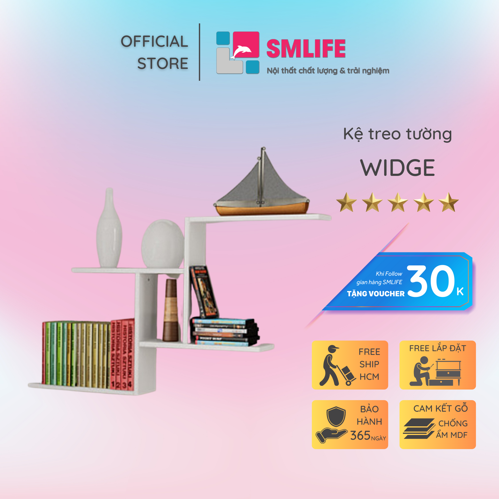 Kệ sách mini treo tường SMLIFE Widge