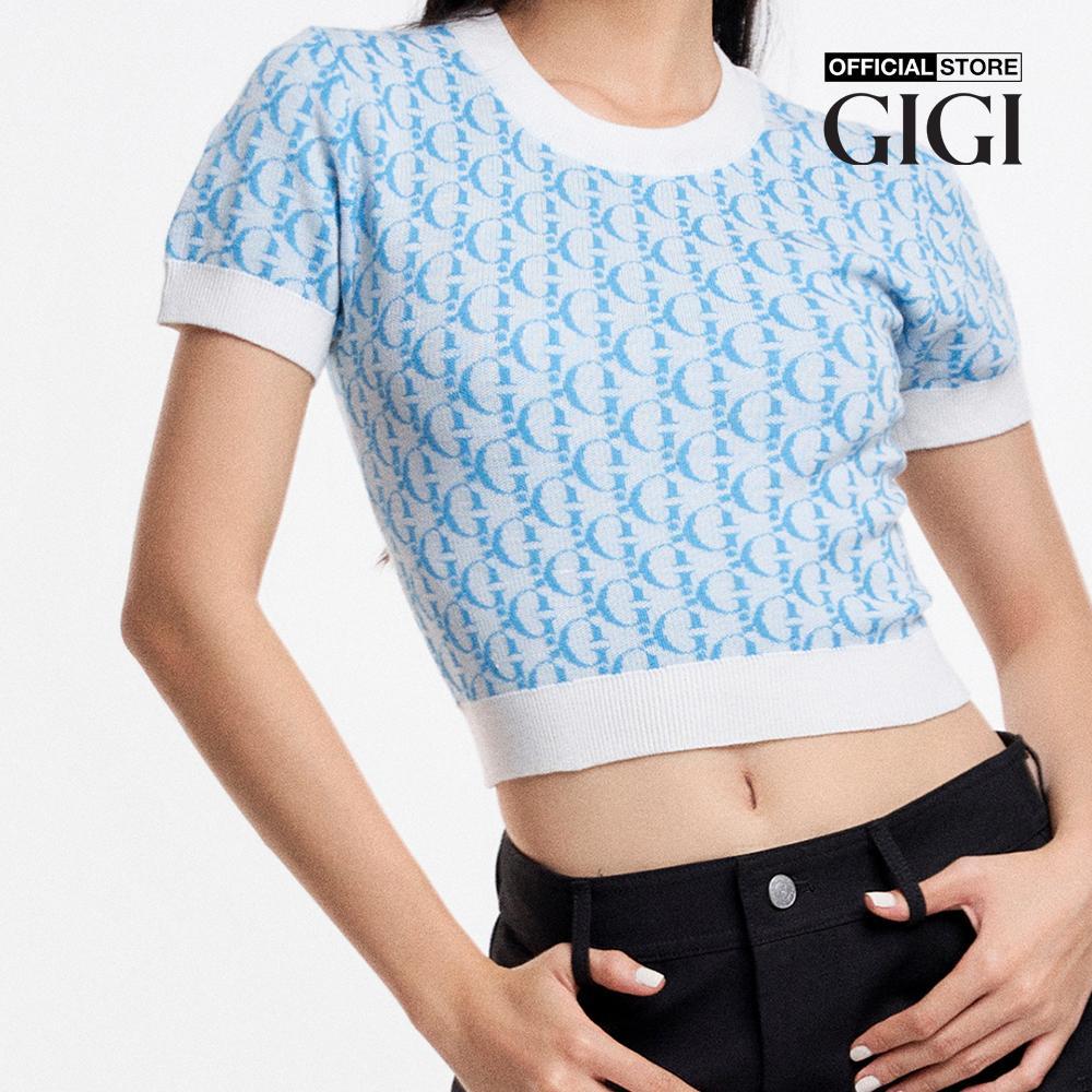 GIGI - Áo dệt kim nữ cổ tròn tay ngắn phom croptop hiện đại G1305K231701