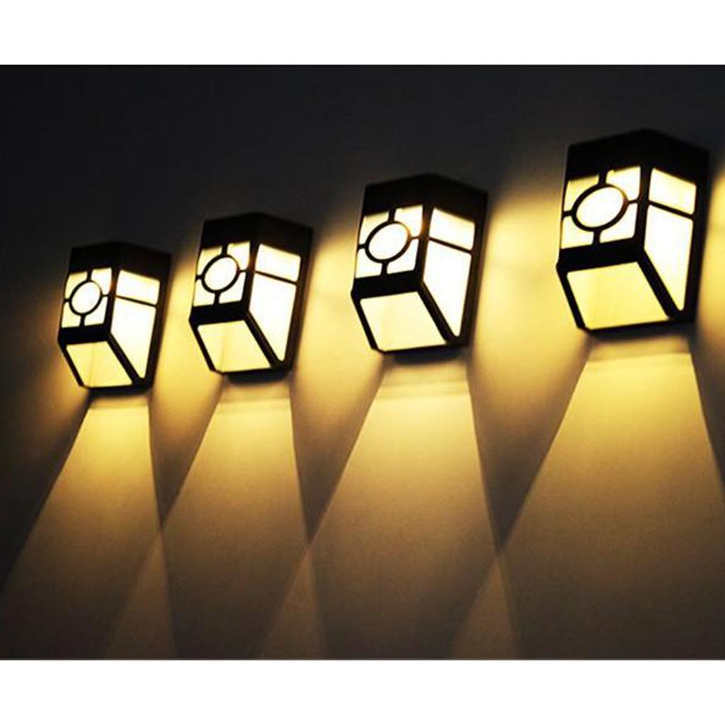 2Pcs LED Solar Power Wall Light Warm Light for Outdoor Patio Garden Yard