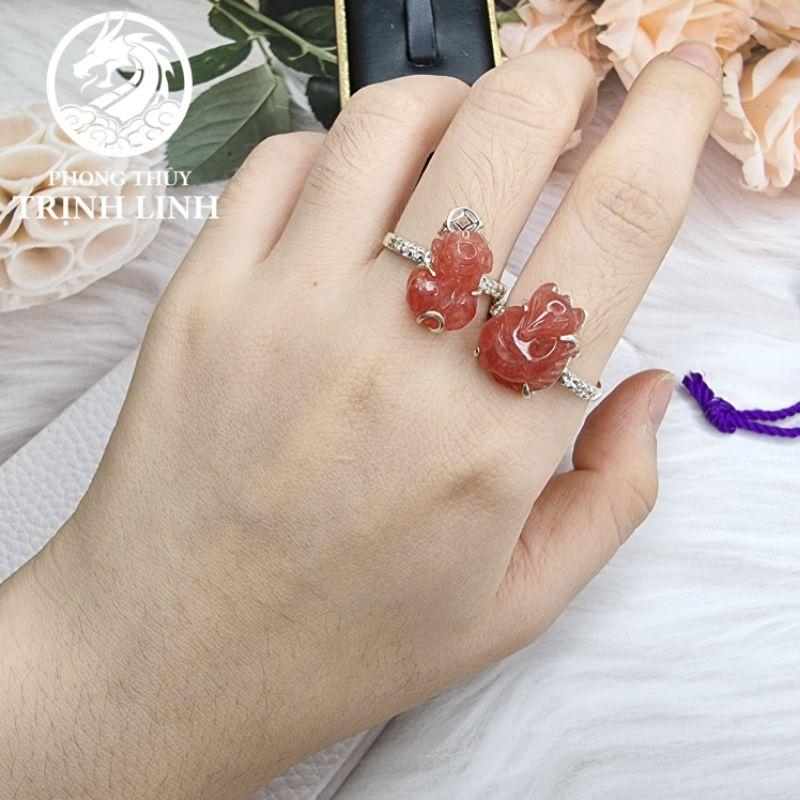 NHẪN BẠC HỒ LY - TỲ HƯU ĐÀO HOA