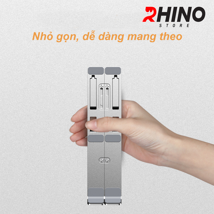 Giá đỡ Laptop, cho ipad, cho macbook tản nhiệt Rhino KL102, kệ đỡ máy tính nhôm cao cấp, gấp gọn, tặng kèm túi đựng - Hàng chính hãng