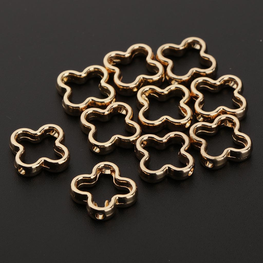 10 Pieces Metal Geometric Hollow Charms Pendant for DIY Earrings Flower