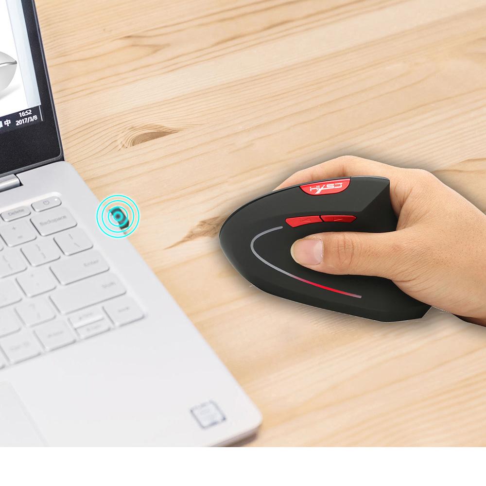 Chuột không dây HXSJ T24 2.4G Chuột công thái học dọc có đầu thu USB Thay thế cho Máy tính xách tay - Xám