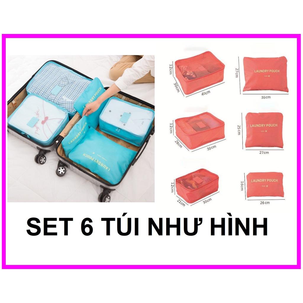 Set 6 túi đựng đồ du lịch chống thấm giúp phân loại đồ đi du lịch gọn gàng tiện lợi