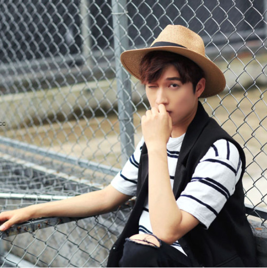 Mũ phớt cói rộng vành cho nam chống nắng chống uv phong cách Hàn, nón phớt nam thời trang màu vàng hung