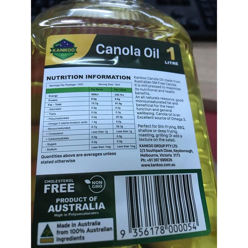 Dầu ăn hạt cải nguyên chất Kankoo 1L nhập khẩu chuẩn Úc