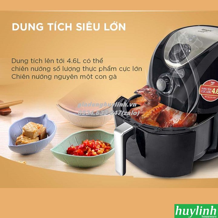 Nồi chiên không dầu Magic Korea A78 New - Công suất 1400W - Dung tích 4.6 lít - Hàng chính hãng