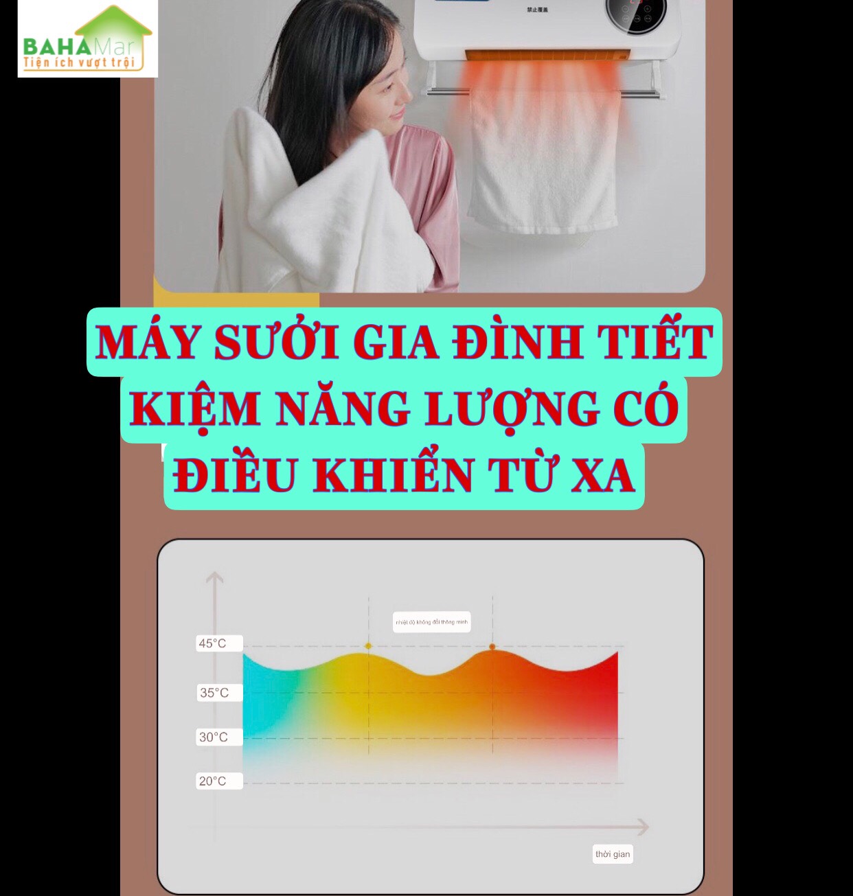 MÁY SƯỞI GIA ĐÌNH TIẾT KIỆM NĂNG LƯỢNG CÓ ĐIỀU KHIỂN TỪ XA &quot;BAHAMAR&quot; Làm Nóng nhanh: máy cần 3 giây để gia nhiệt nhanh, công suất cao 1800W, giúp cả nhà tăng nhiệt lên nhanh chóng.