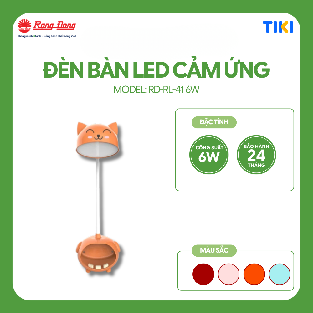 Đèn bàn cảm ứng Rạng Đông thế hệ mới, công tắc cảm ứng được bố trí ở 2 bên tai…
