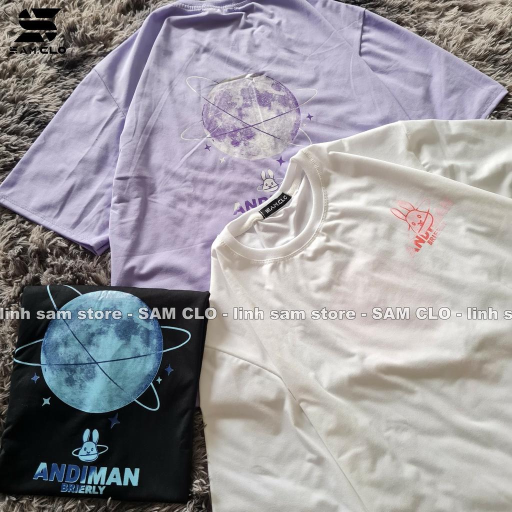 Áo thun tay lỡ nam nữ SAM CLOphông form rộng dáng Unisex - mặc cặp, nhóm, lớp in hình MẶT TRĂNG - THỎ ADINMAN