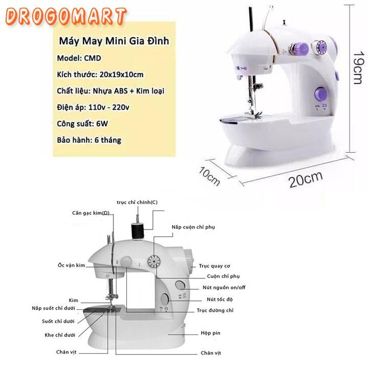 Máy Khâu Mini Gia Đình CMD-202A Tiện Dụng - Máy May Để Bàn + TẶNG KÈM HỘP KIM CHỈ 55 MÓN