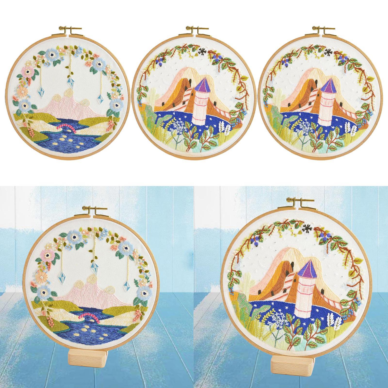 Funny Embroidery Starter Kit Cross Stitch Kit Include Embroidery Clothes with Color Threads and Tools for Beginners