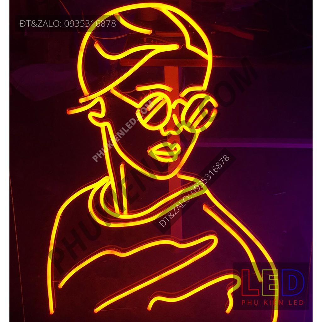 Đèn Led Neon Hình cô gái đeo kính cực chất - Cô Gái led neon - Girl Neon Sign - Đèn Led Neon Trang Trí