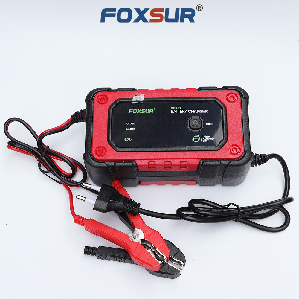 Sạc bình ắc quy FOXSUR FBC1207E 4Ah - 140Ah 7A 12V tự ngắt khử sunfat chống ngược cực
