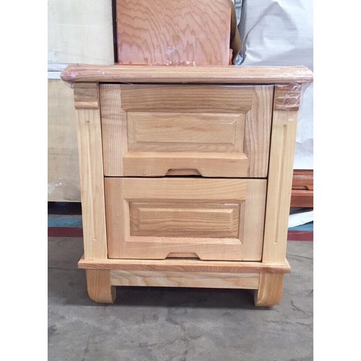 Tủ đầu giường gỗ sồi kiểu 2 ngăn kéo