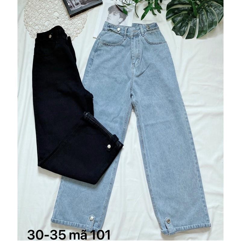 Quần baggy jean nữ lưng cao size đại kiểu lai gấp