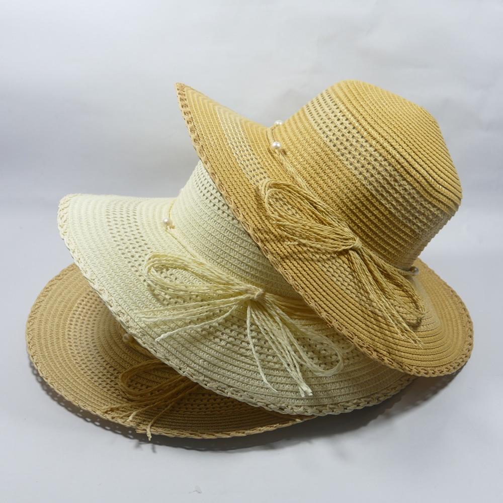 Nón Cói vành rộng 10cm, vòng đầu53-58,59cm - chất liệu cói thắt nơ hoạ tiết ngọc xung quanh thích hợp cho chị em phụ nữ