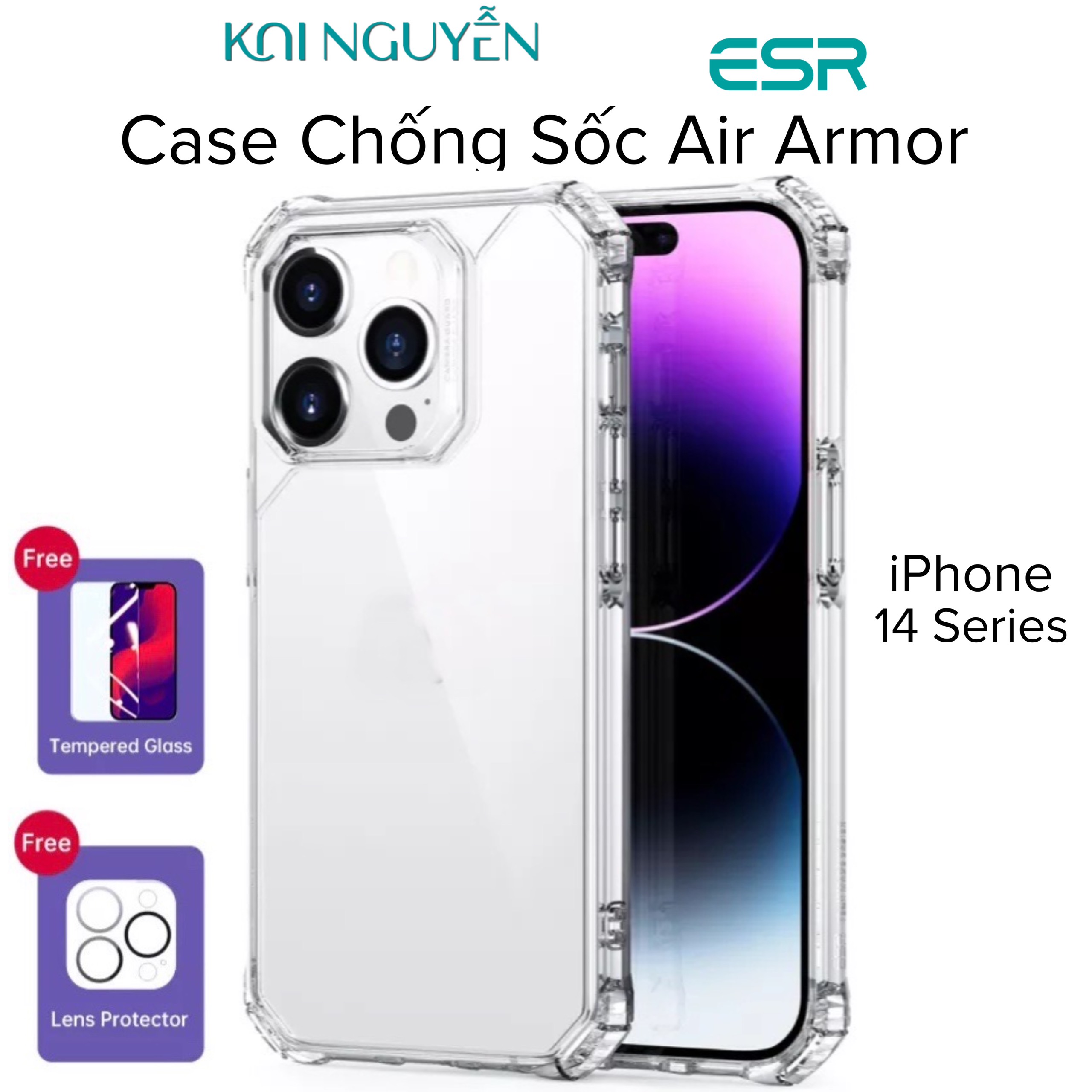 Ốp Lưng Chống Sốc Esr Air Armor Clear Dành Cho Iphone 14 Pro Max 14 Pro 14 Plus 14 - Hàng Chính Hãng - Iphone 14 Pro