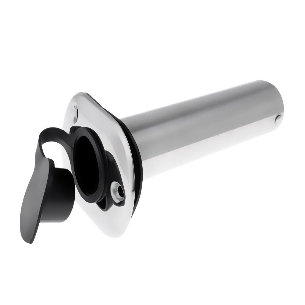 Flush Mount Fishing Boat Rod Holder Bracket with Cap Cover, Kayak Box Fishing Tackle Accessory Tool, Set of 2, Silver