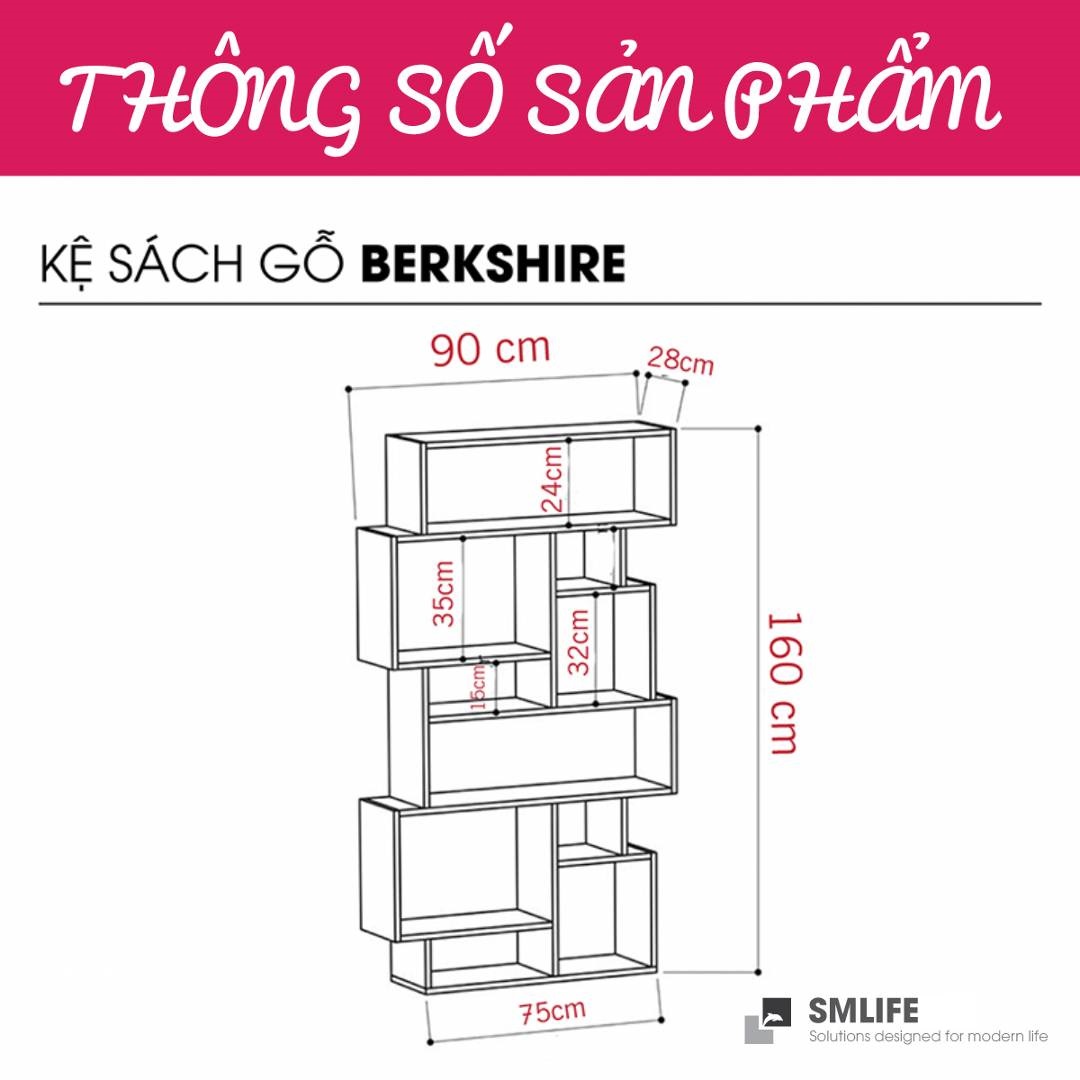 Kệ sách gỗ hiện đại SMLIFE Berkshire