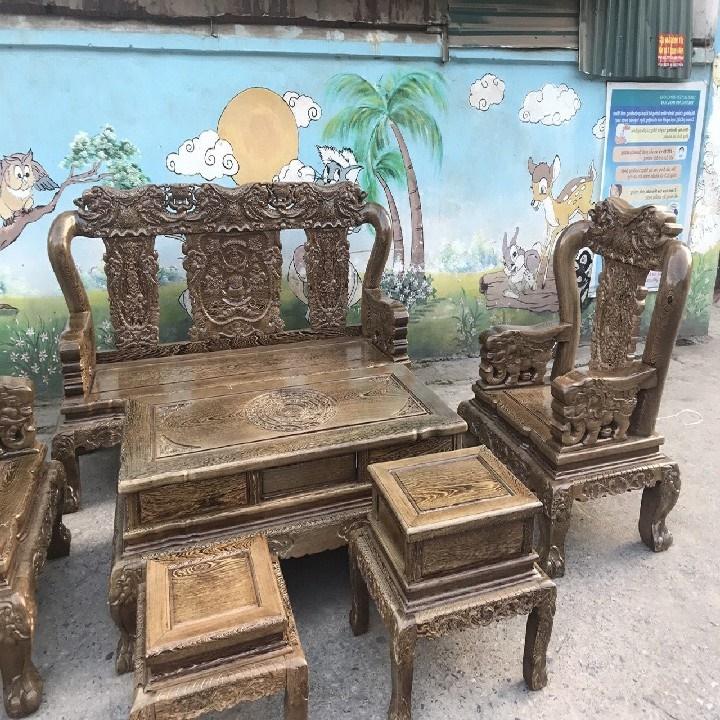 Bộ Bàn Ghế Minh Quốc Voi Gỗ Mun Đuôi Công VIP