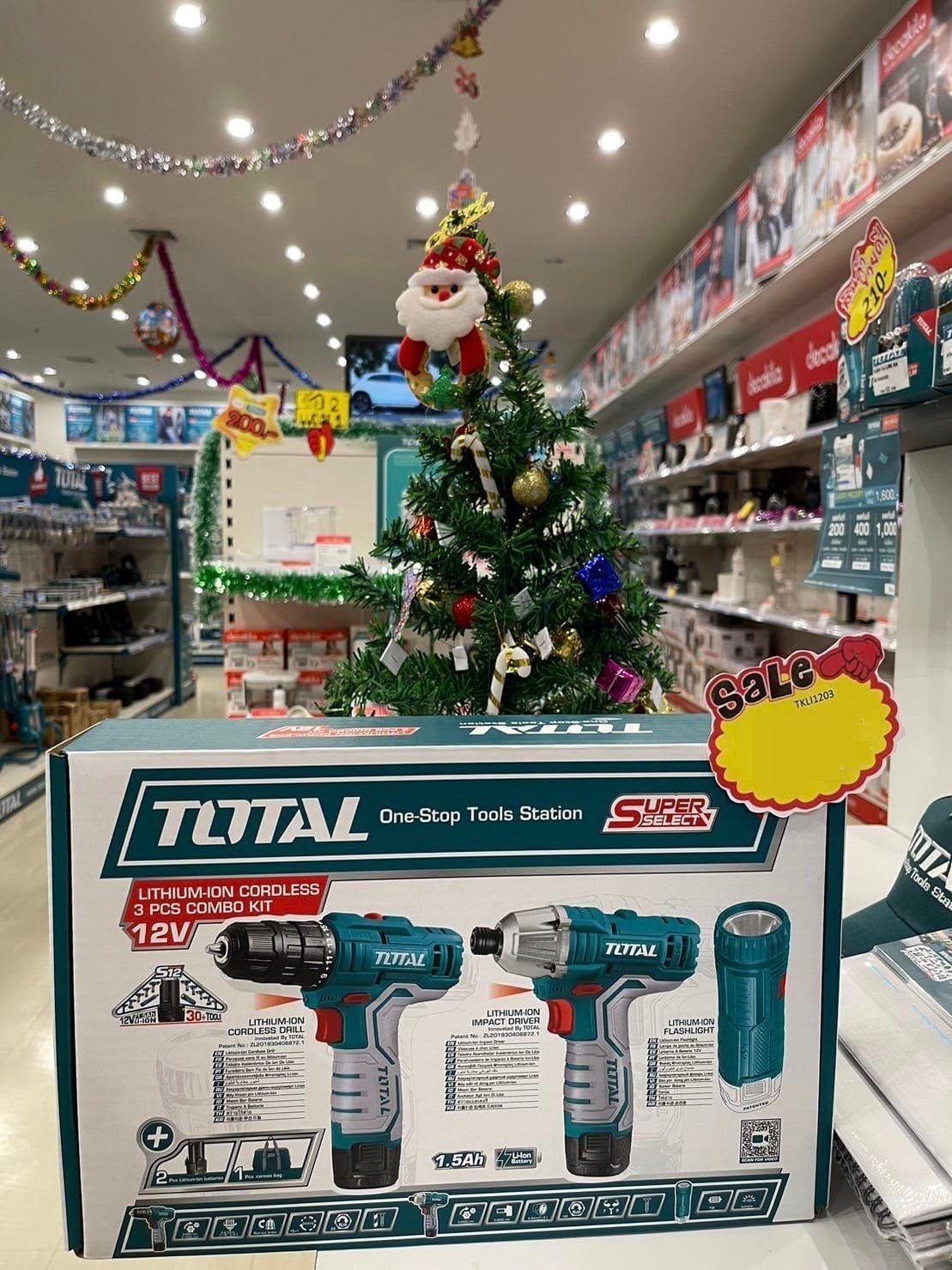 BỘ COMBO MÁY SIẾT VÍT PIN, KHOAN PIN VÀ ĐÈN PIN 12V TOTAL TKLI1203 - HÀNG CHÍNH HÃNG