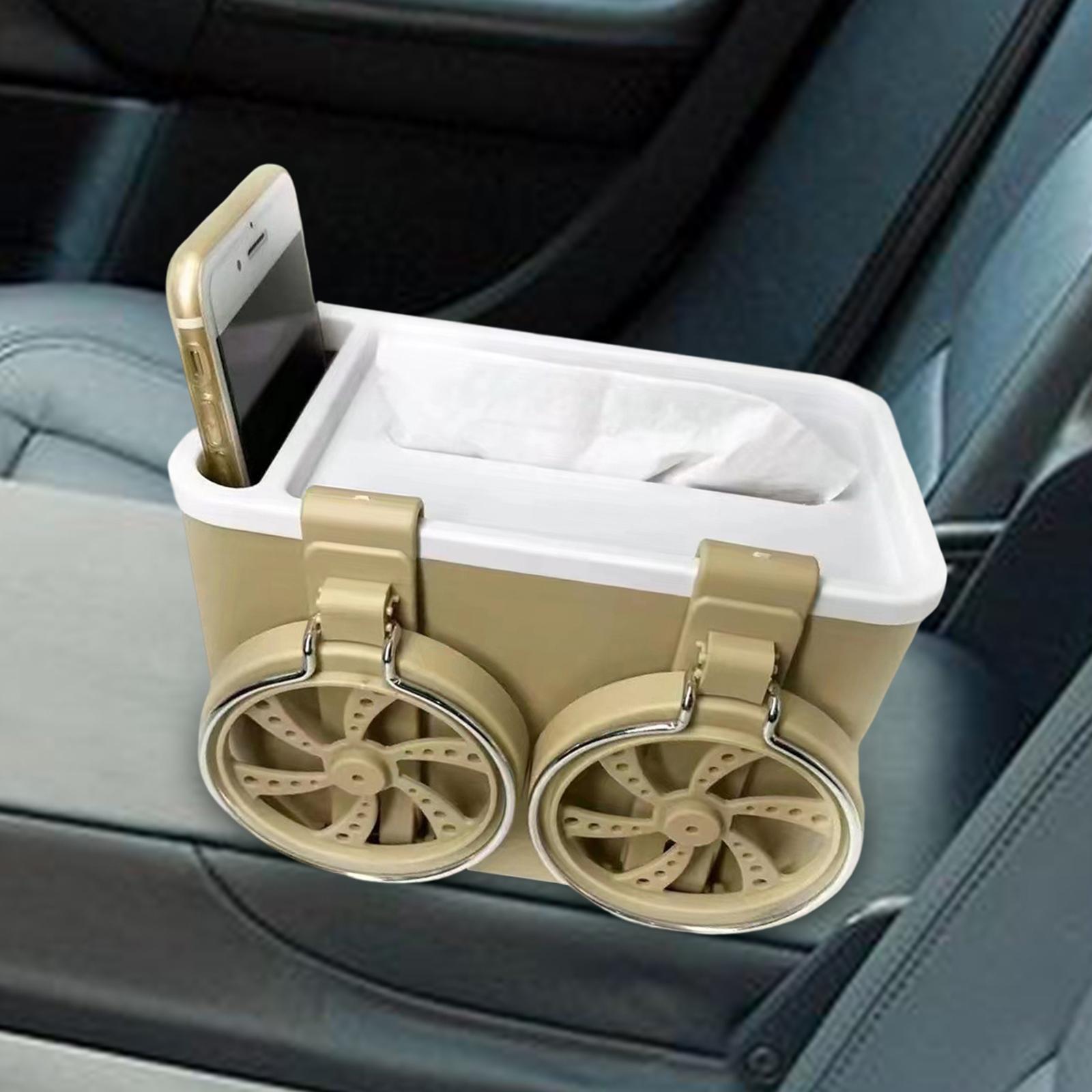 Car Armrest Storage box Cup Holder car Storage for Coffee Beige Yellow