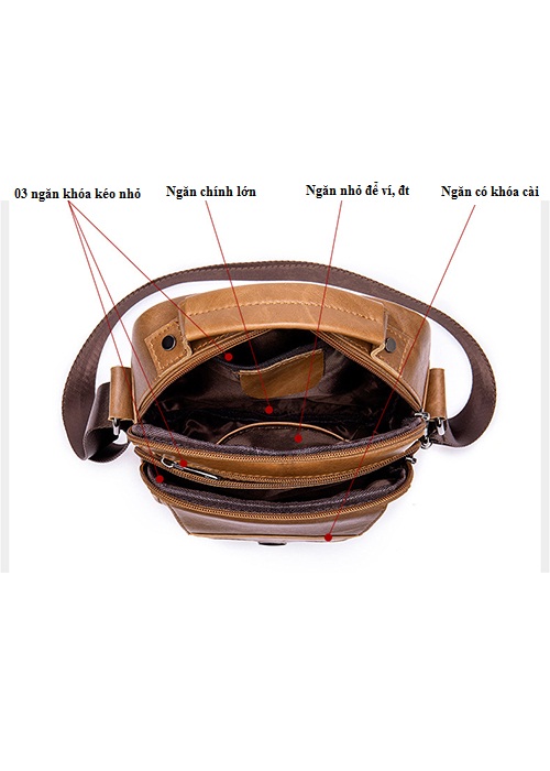 Túi đeo chéo nam Marrant BHM7329 Túi xách tay, da bò nguyên miếng, không bong tróc