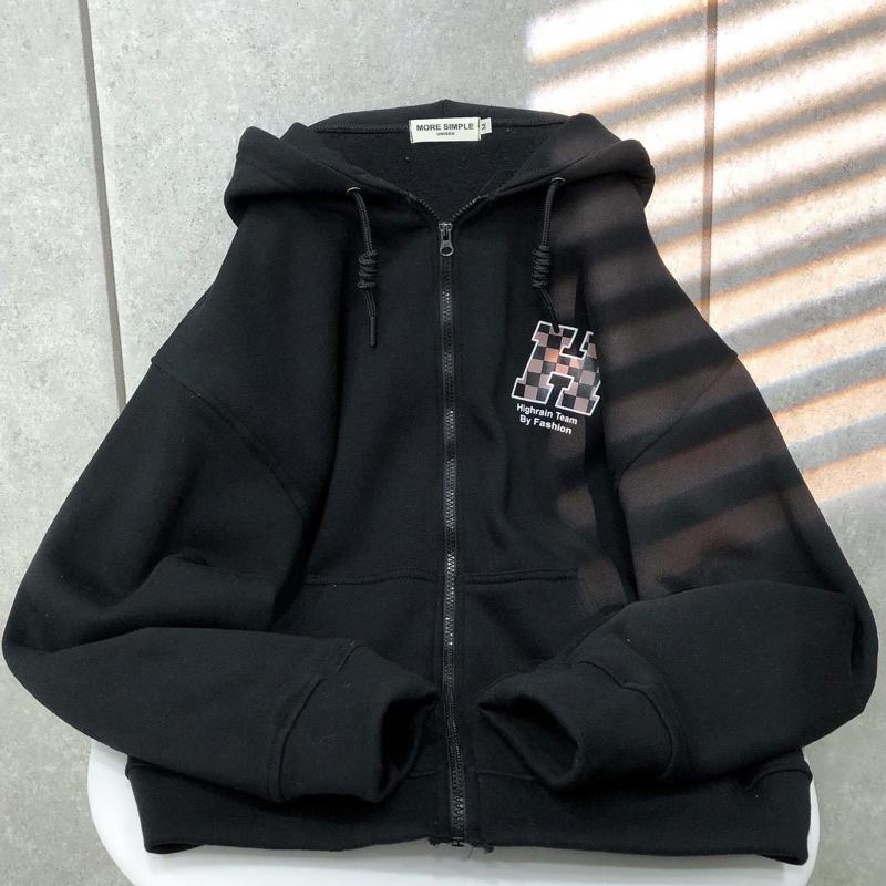 Áo Khoác Hoodie zip nỉ bông ️HIGHRAIN màu XANH/TAN Nam nữ unisex/Áo Hoodie dây kéo form rộng Jaystoree