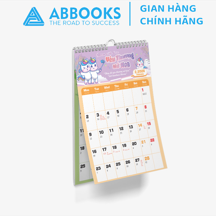 Lịch Treo Tường 2026 - Time Is A Gift - Thời Gian Là 1 Món Quà Chủ Đề Kỳ Lân - Kèm Sticker Trang Trí