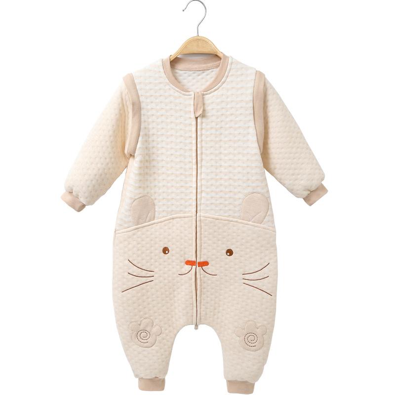 Chia Thiết Kế Chân Túi Ngủ Cho Bé Tay Dài Ấm Áp Túi Ngủ Bao Dày Mùa Xuân, Mùa Thu Cho Bé Chống Kick Pyjama sleepsack