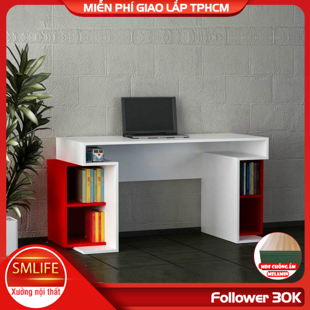 Bàn làm việc, bàn học gỗ hiện đại SMLIFE Digiko | Gỗ MDF dày 17mm chống ẩm | D140xR60xC75cm