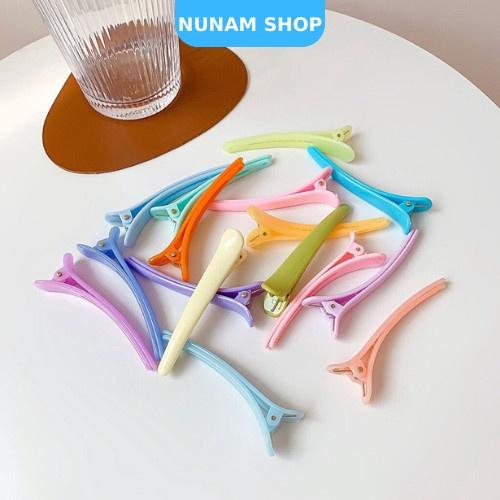 Kẹp tóc mỏ vịt dài màu trơn pastel salon ngọt ngào tiện dụng Nunam Shop