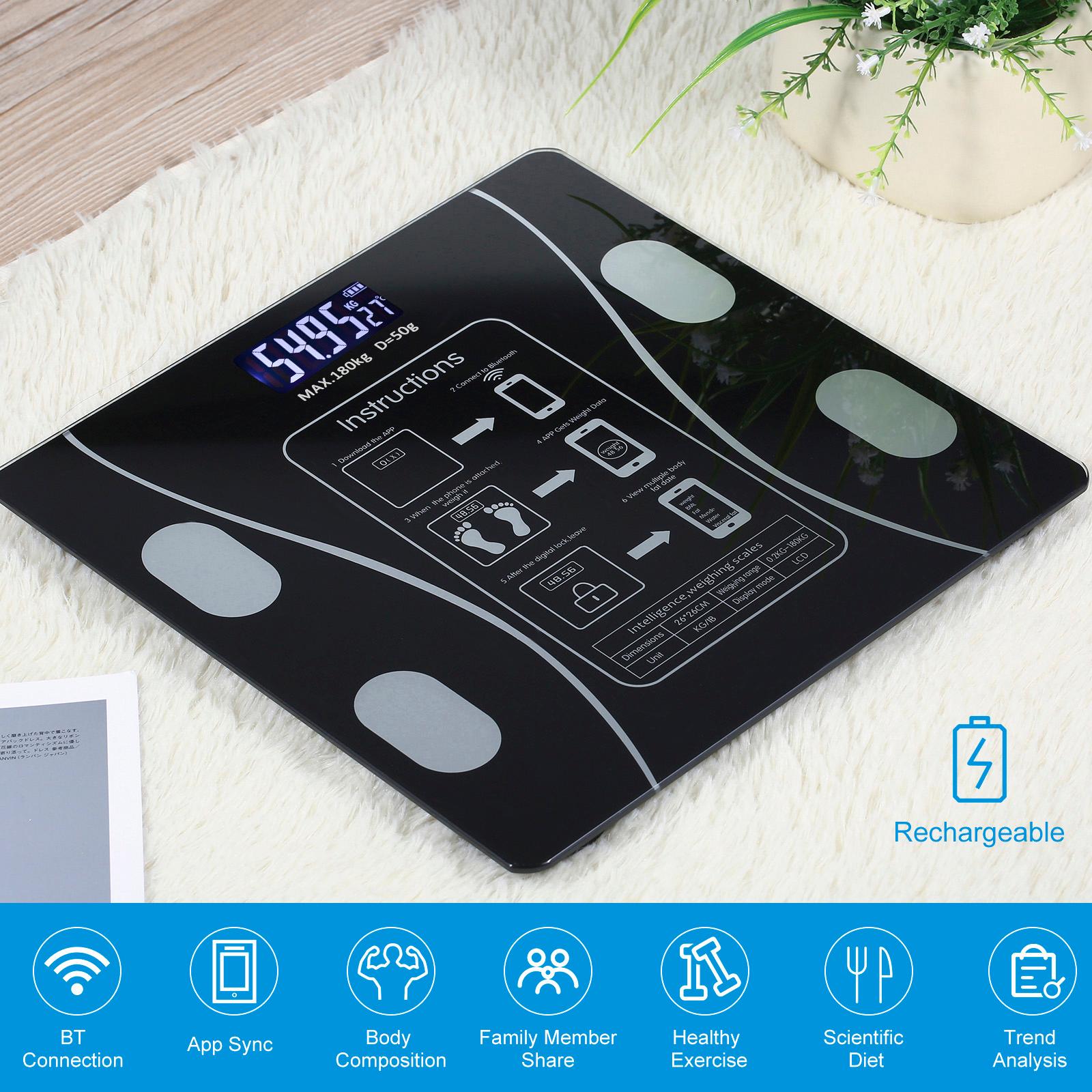 Multi-Functional Rechargeble Home Use Intelligent Body Fat Scale with BT Electronic Digital Weight Scale Body Composition Analyzer Monitor