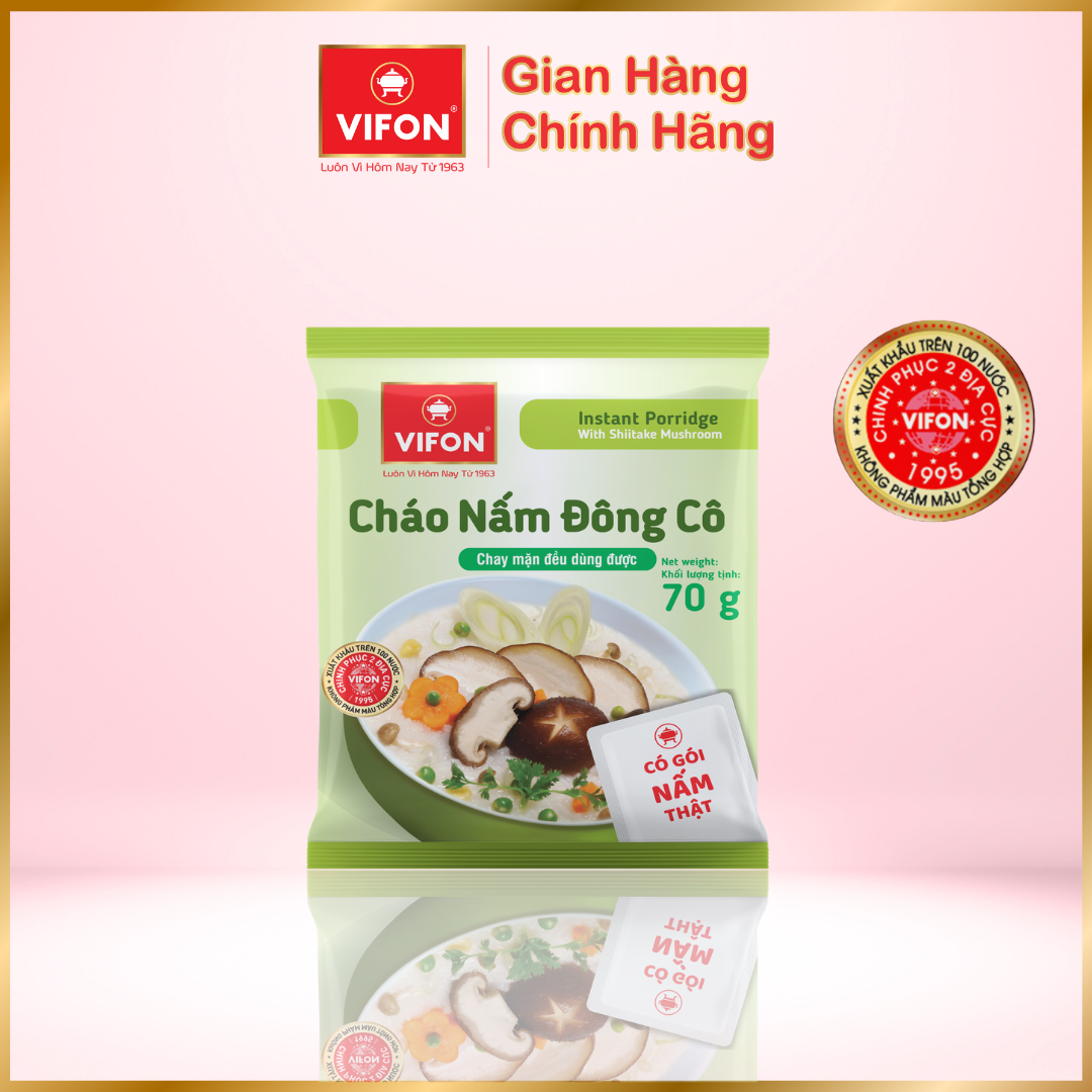 Thùng 50 Cháo Nấm Đông Cô VIFON có Gói Nấm Thật 27gr