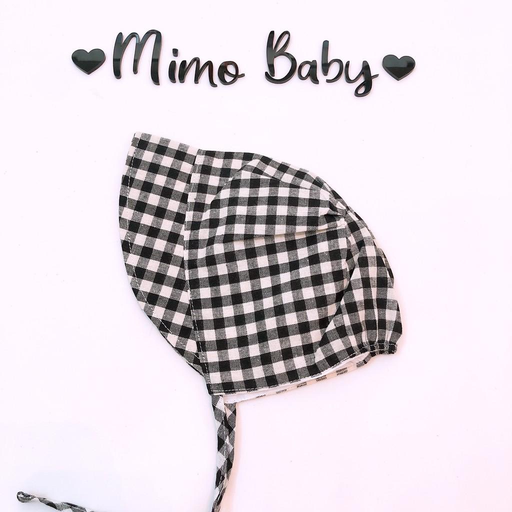 Mũ tiểu thư vải đũi vintage cho bé (0-12m)