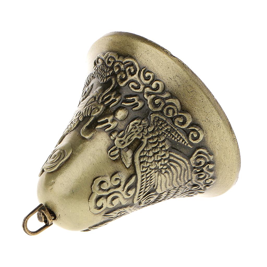 Mini Phong Thủy Kim Loại Chuông Charm Rồng Và Phượng Hoàng Hình Trang Trí
