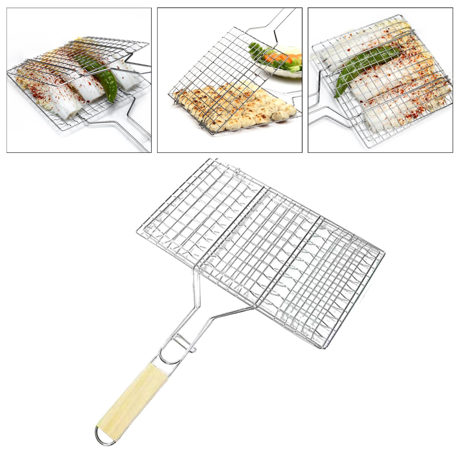 Basket Fish Grilling Basket Portable for Outdoor Grill Barbecue Rack for Grill Accessories for Vegetables Camping Cooking