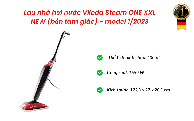 Máy lau nhà hơi nước Vileda Steam ONE XXL NEW (bản tam giác) – model 1/2023