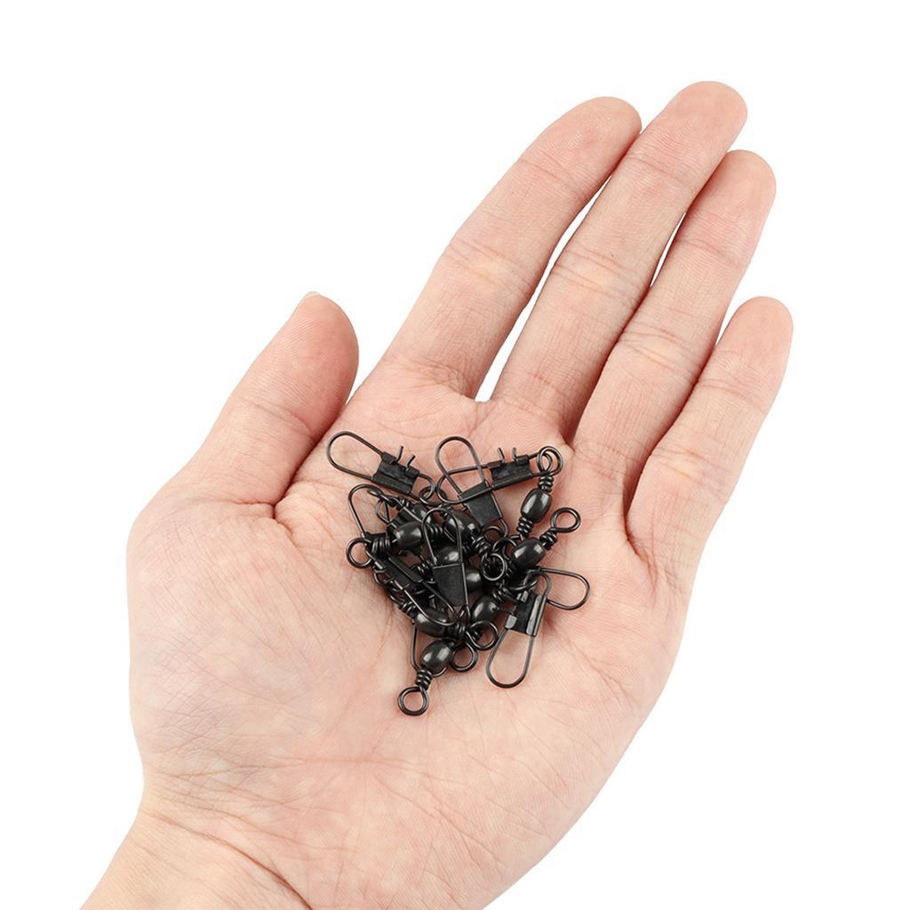 10 pcs Barrel Swivel Bearing with Safty Snap Connector Solid Rings Pin Fishing Connectors