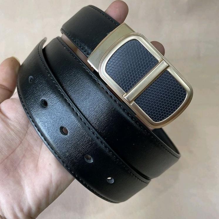 Thắt Lưng Nam da thật Khóa Kim Búp sang trọng Dây Nịt nam Cao Cấp Thời Trang Hàn Quốc bản nhỏ 3.4cm TM29