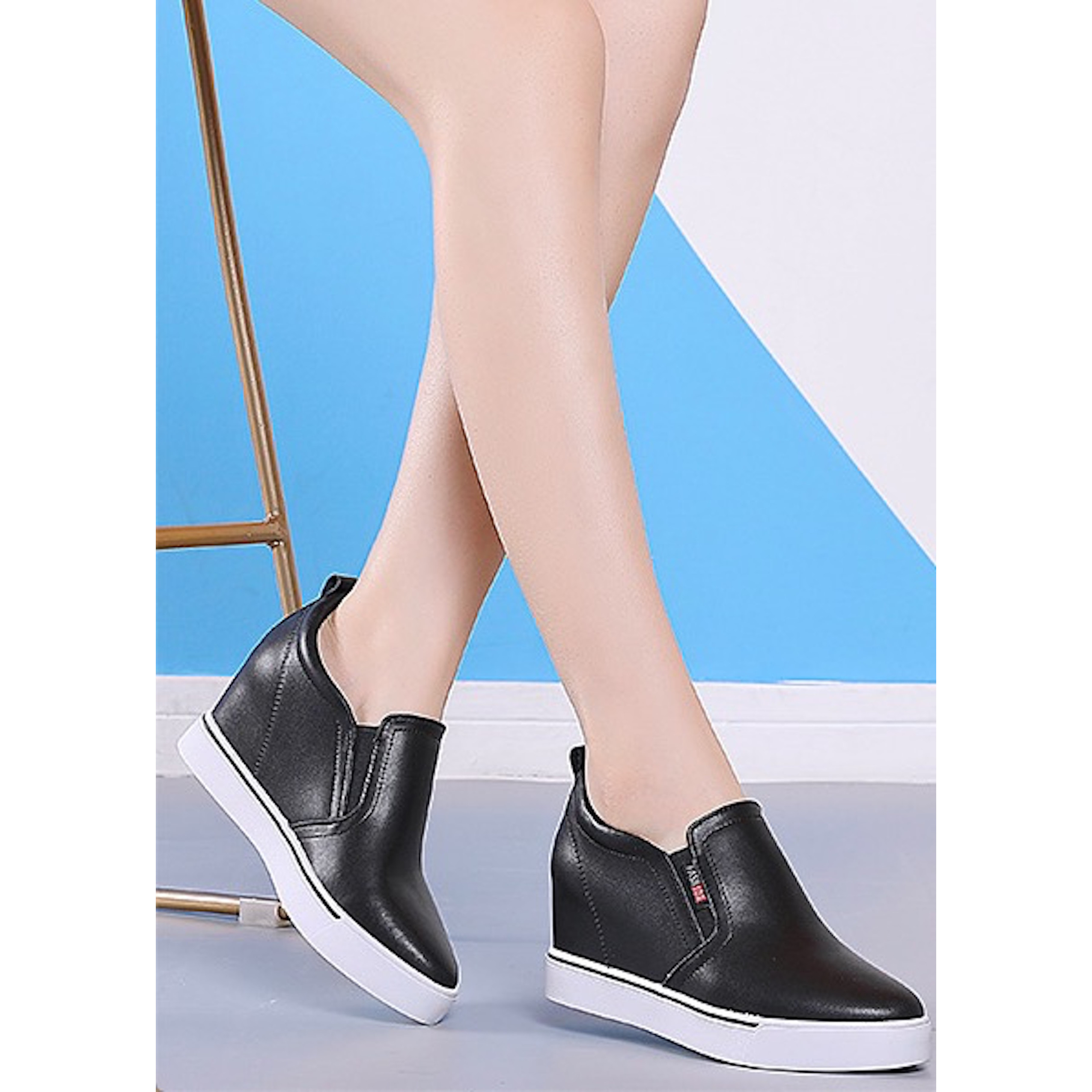 Giày slip on độn 7p da cao cấp siêu mềm SLO853903T